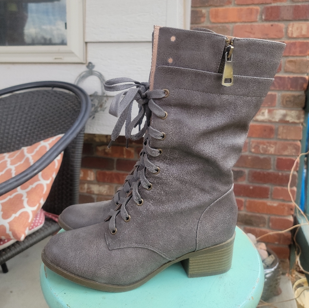 Brand new lace up gray combat boots